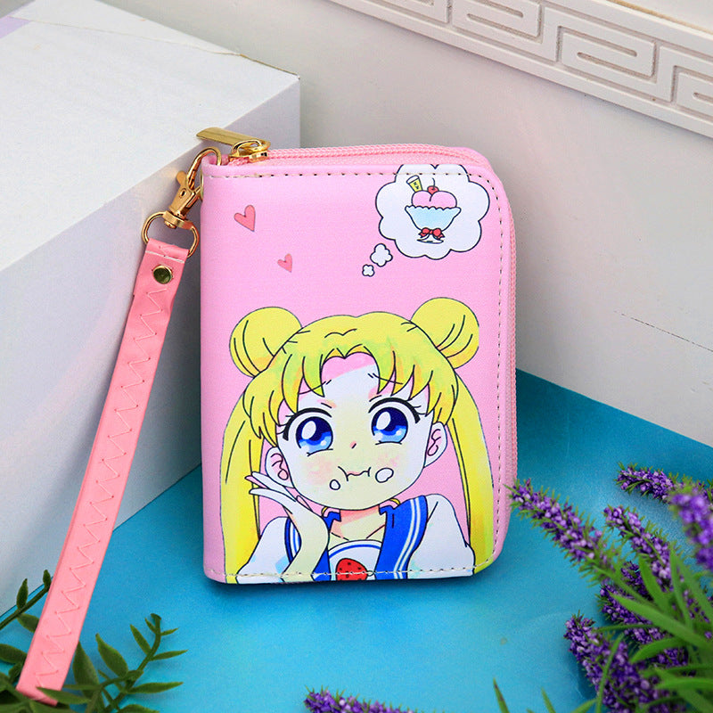 Petit porte-monnaie court princesse de dessin animé tendance fraîche pour enfants