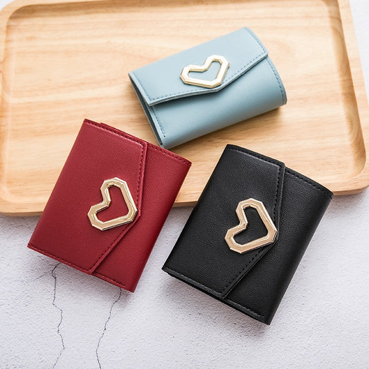 Women's Short Korean Heart-shaped Small Simple Square Purses