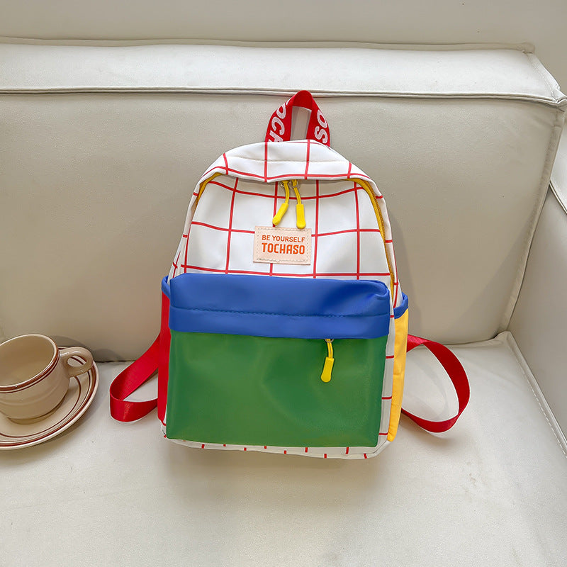 Toile de couleur contrastée pour enfants, sacs à dos pour garçons