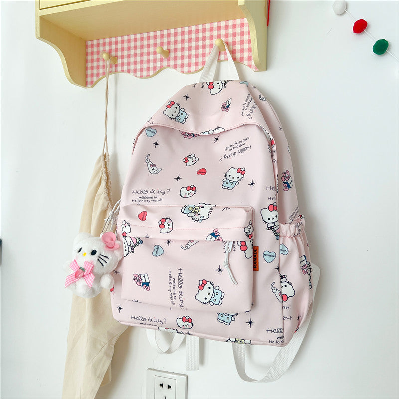 Women's Style Cat Printed College Large Capacity Backpacks