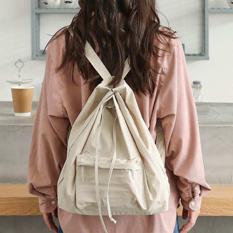 Korean Style Artistic Nylon Fashion Drawstring Small Backpacks