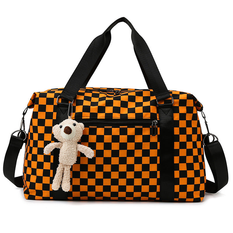 Women's Capacity Chessboard Plaid Fitness Leisure Dry Travel Bags