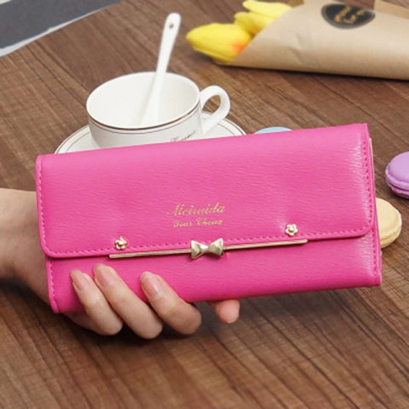 Women's Long Trendy Fresh Bow Clutch Mobile Ladies Wallets