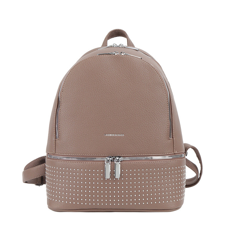 Women's Lychee Pattern Double Mouth Quality Fashion Backpacks