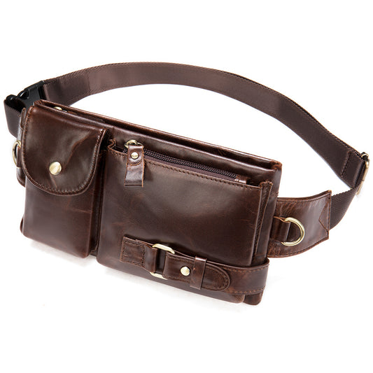 Men's Leather Pocket First Layer Cowhide Mobile Men's Waist Packs