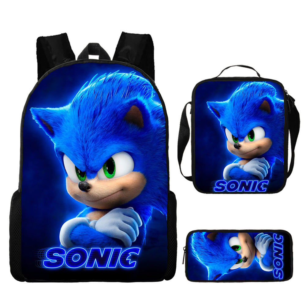 Sonic Primary Three-piece Set Cartoon Animation Bags