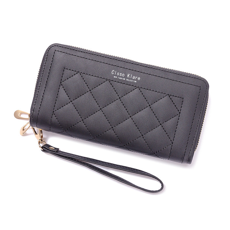 Women's Long Simple Fashion Double Zipper Mobile Bags