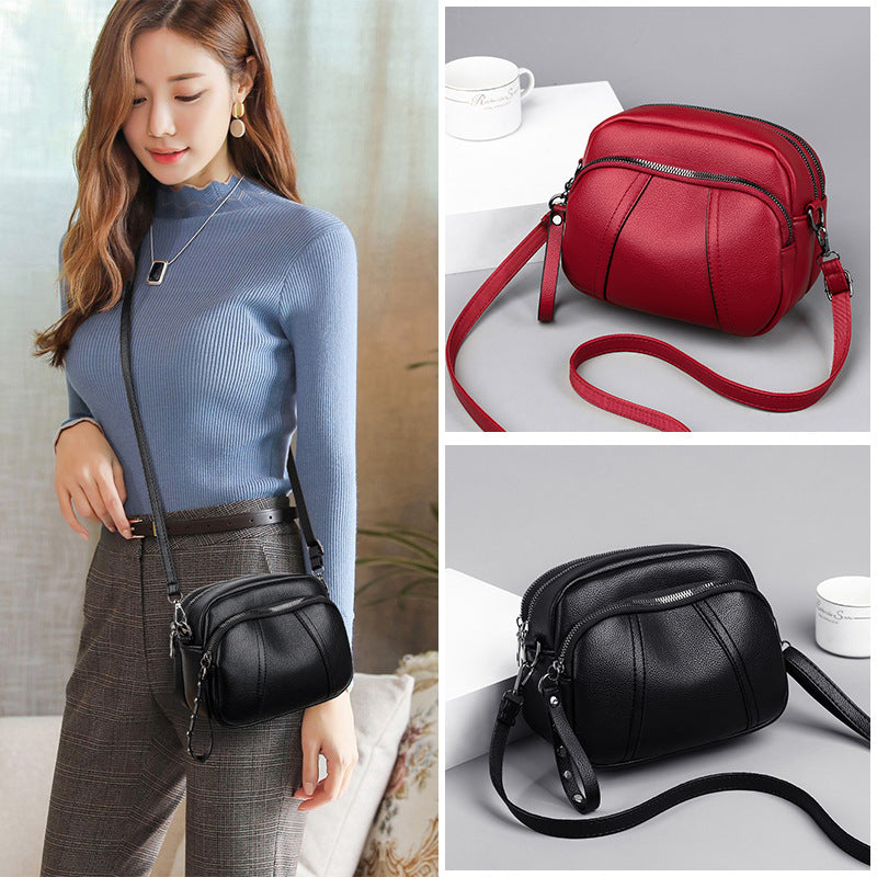 Women's Small Square With Zip Simple Soft Shoulder Bags