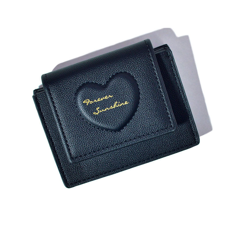 Women's Color Korean Style Small Love Embossed Ladies Wallets