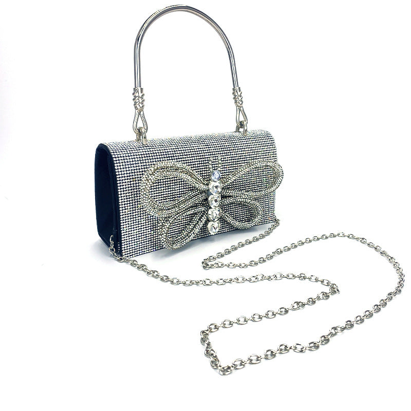 Butterfly Shiny Diamond Small Square Chain Bags