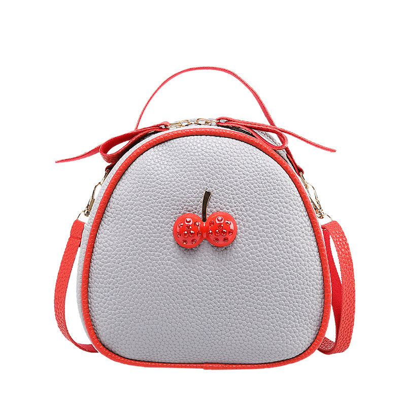 Women's Style Lychee Pattern Contrast Color Cherry Phone Bags