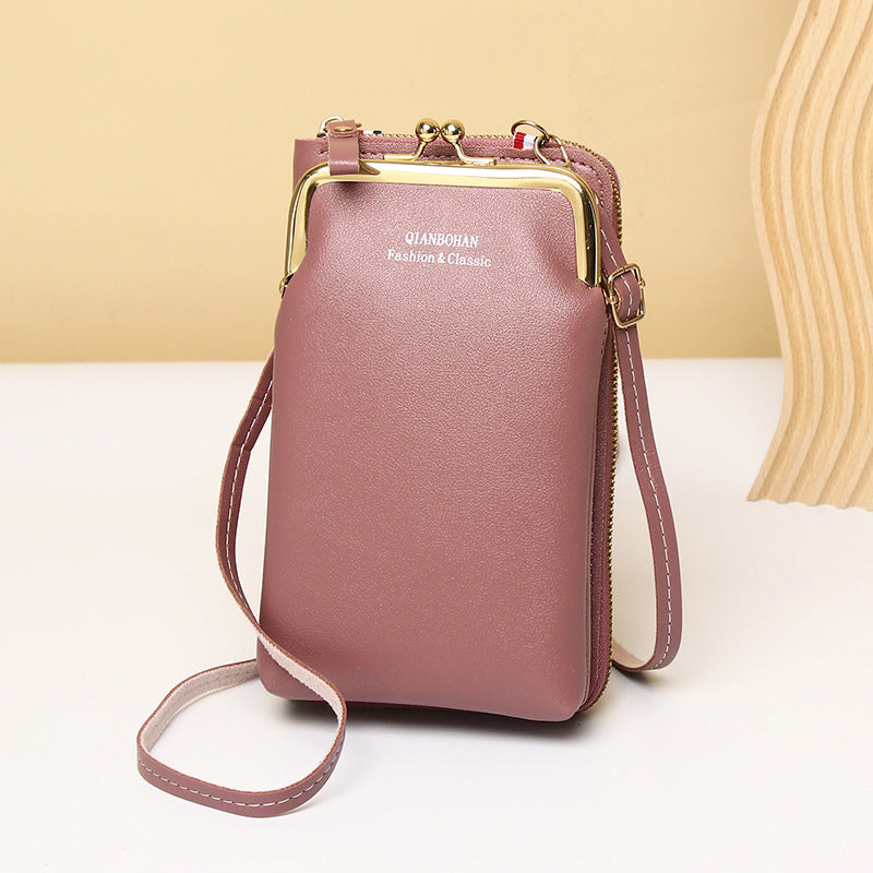 Women's Vertical Model In Square Shape Leather Integrated Phone Bags