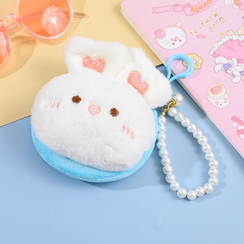 Pearl Chain Cartoon Animal Pendant Storage Coin Purses