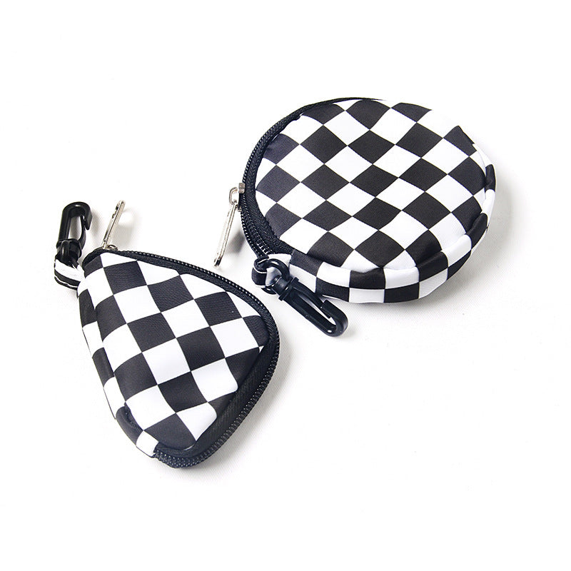 Plaid Earphone Pendant Black White Cute Bags