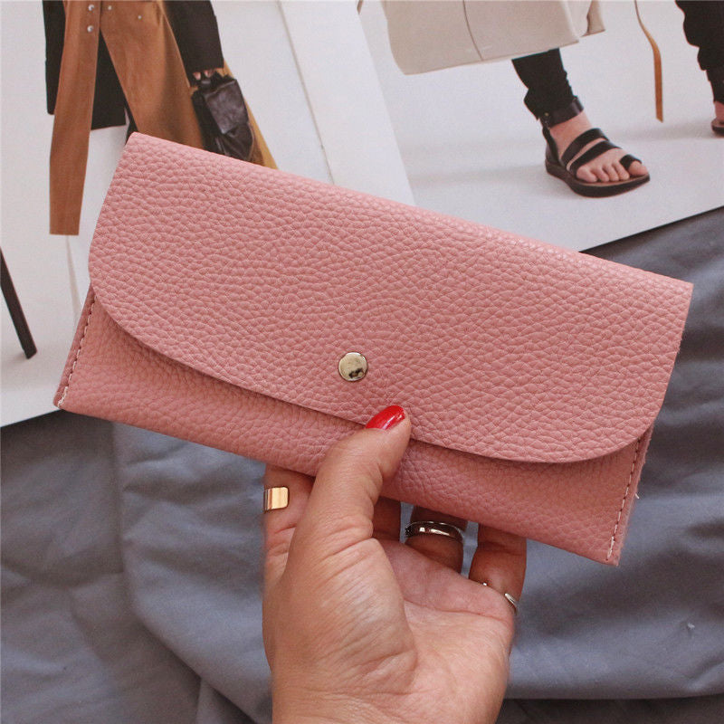 Fashion Lychee Pattern Simple Thin Long Ladies Wallets