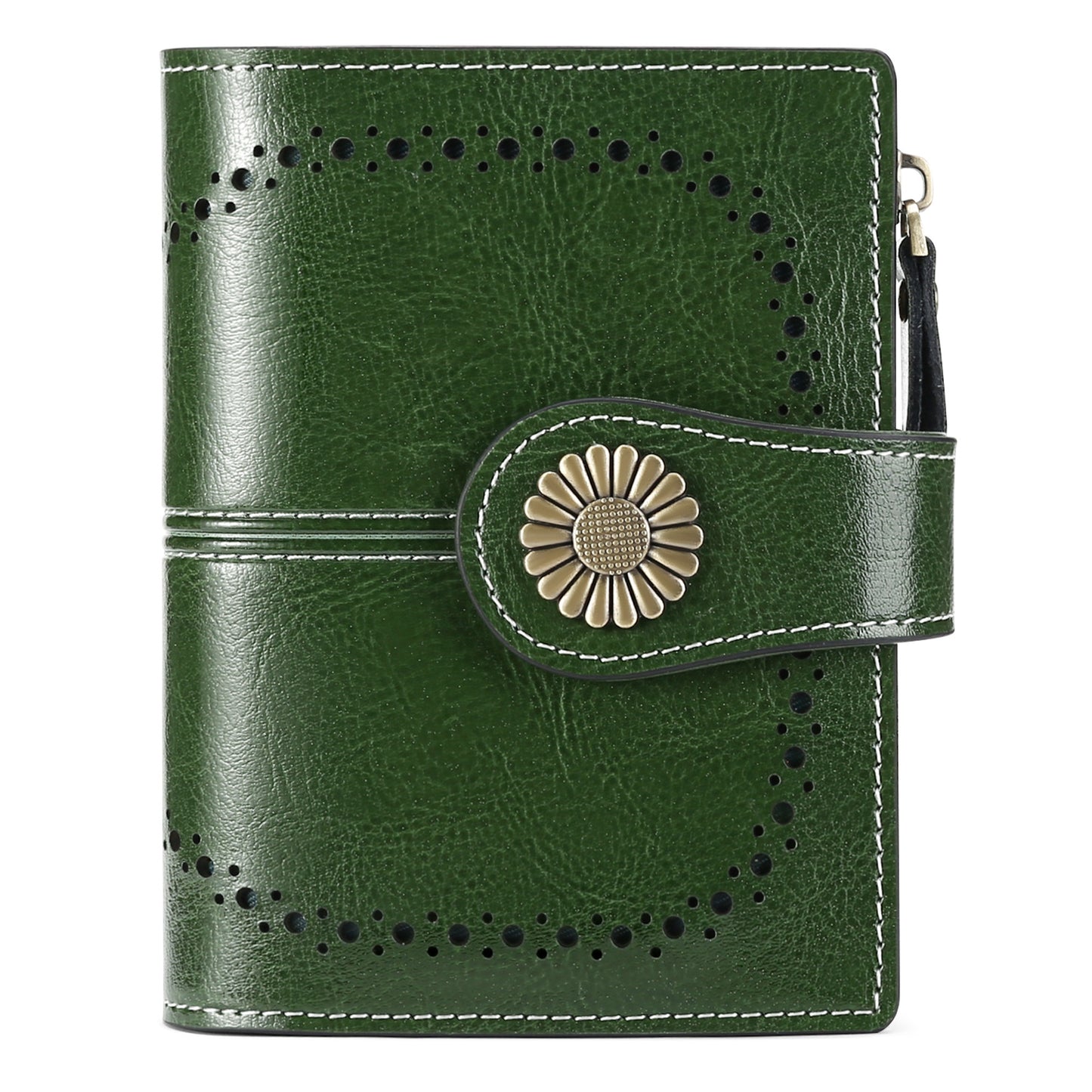 Women's Short Oil Wax Leather Zipper Ladies Wallets