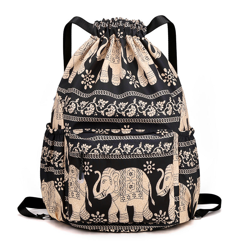 Women's Oxford Cloth Drawstring Pull String Korean Small Backpacks