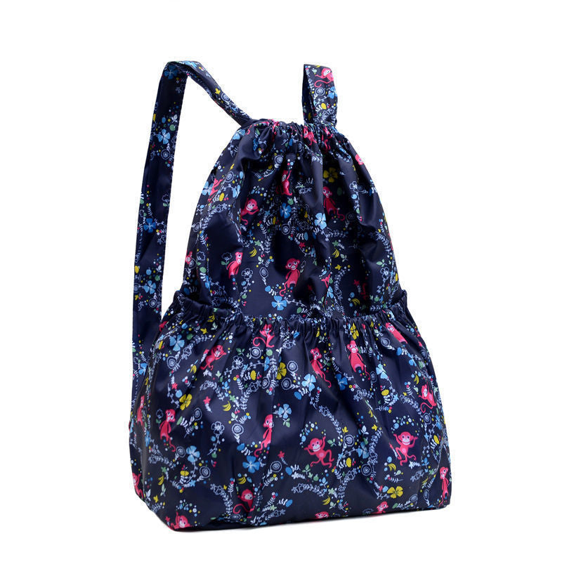 Women's Fashionable Simple Printed Drawstring Pocket Lightweight Backpacks