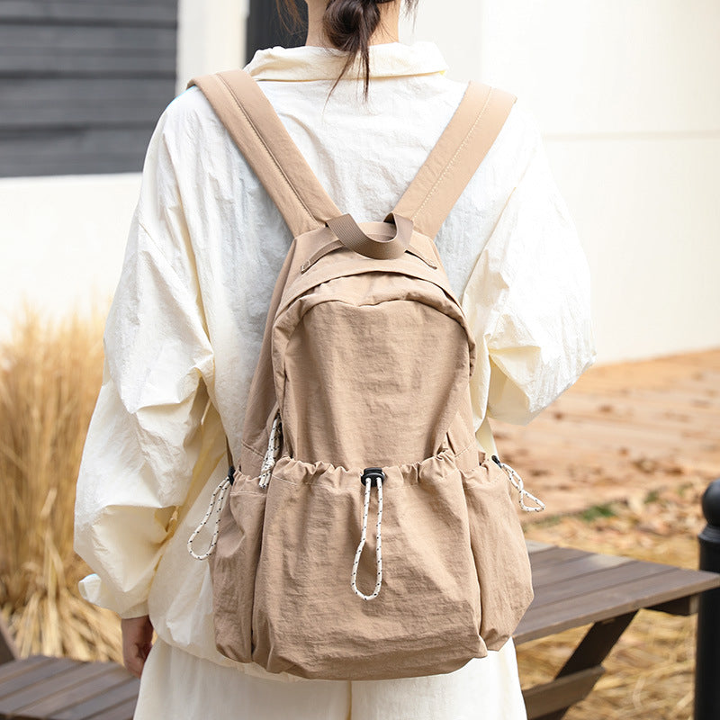 Leisure Artistic Nylon Fashion Pleated Drawstring Backpacks