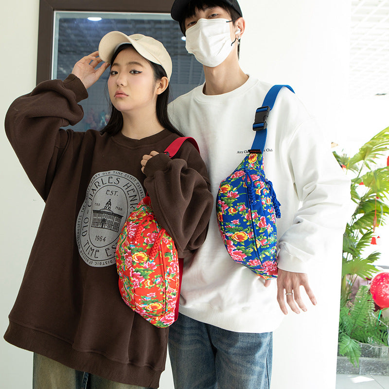 Women's & Men's & National Fashion Northeast Big Flower Waist Packs