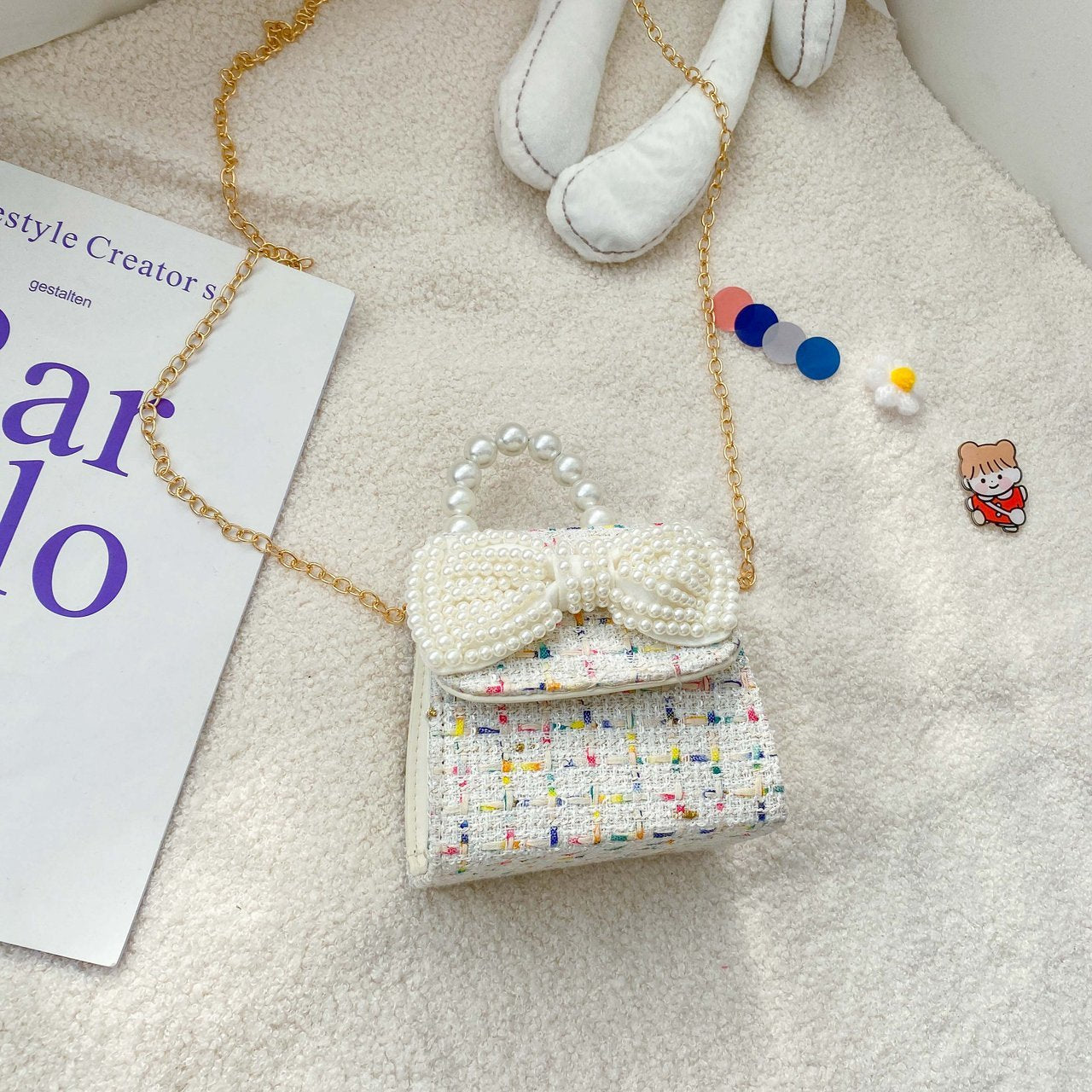 Mini sacs d'accessoires princesse à main en perles pour enfants