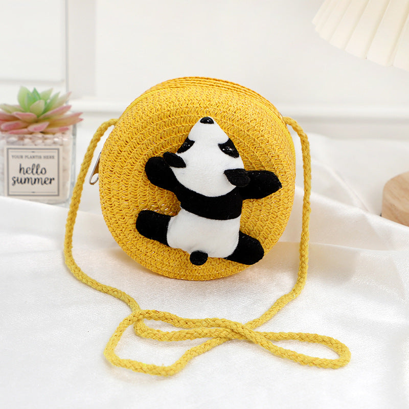 Children's Straw Female Cute Boy Western Style Leaning Bear Children's Coin Purse