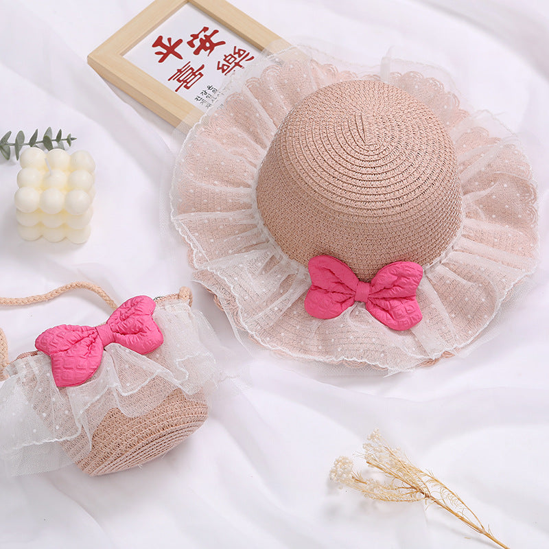 Children's Lace Bow Straw Woven Little Cute Bags