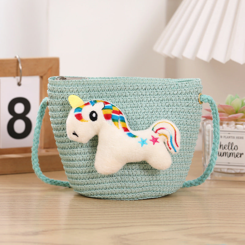 Children's Straw Woven Change Packet Cartoon Cute Children's Coin Purse