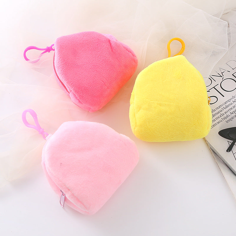 Petit porte-monnaie simple et solide en peluche couleur bonbon