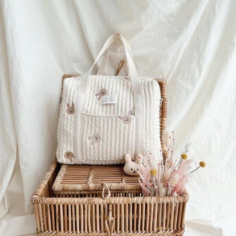 Sacs d'attente en coton avec broderie ours maman