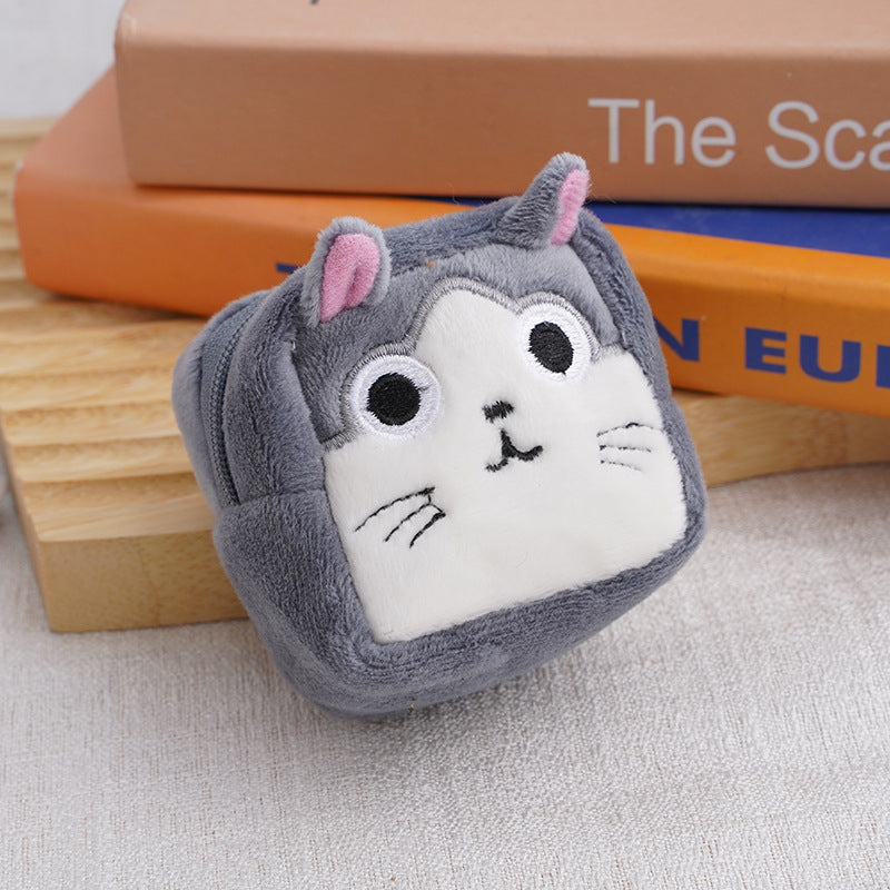 Cartoon Cute Square Plush Cable Pendant Coin Purses