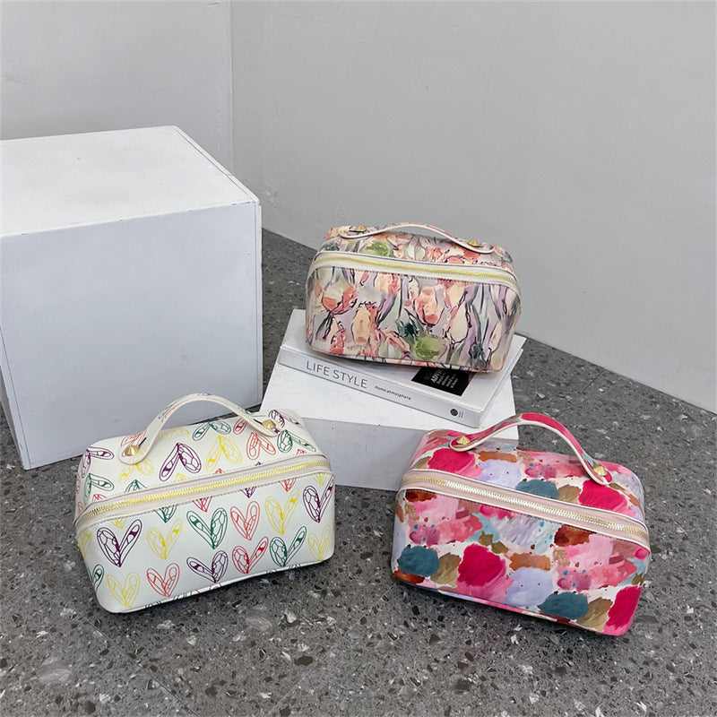 Women's Painted Large Capacity Portable Printing Storage Cosmetic Bags