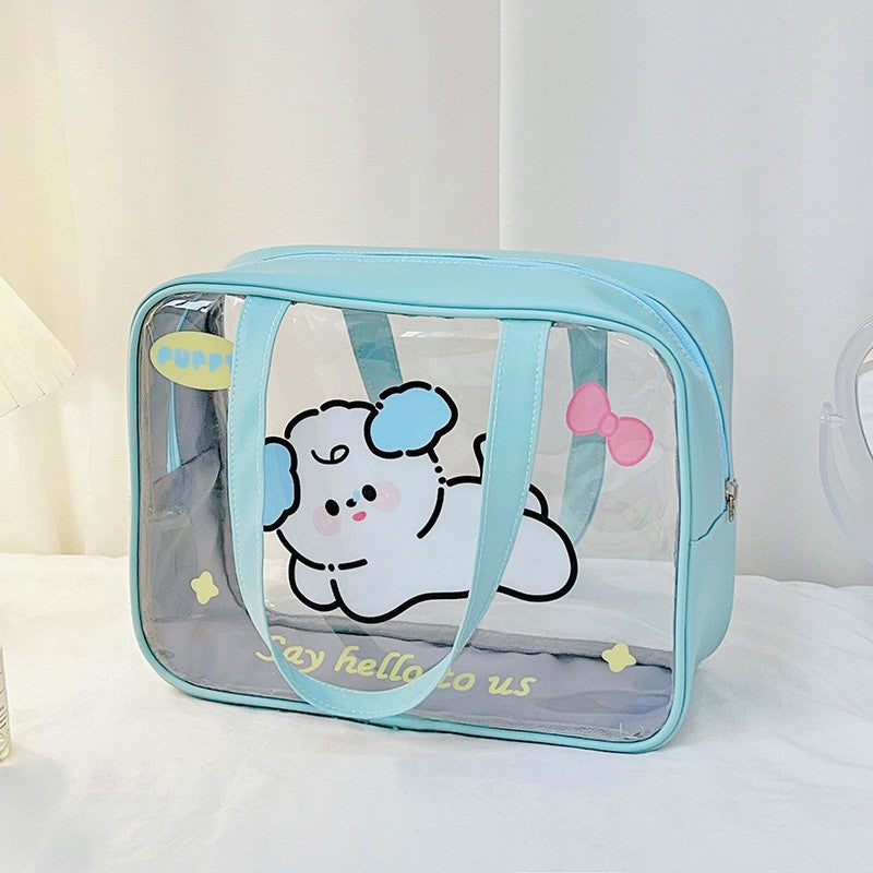 Transparent Cartoon Large Capacity Storage Cute Portable Dry Cosmetic Bags