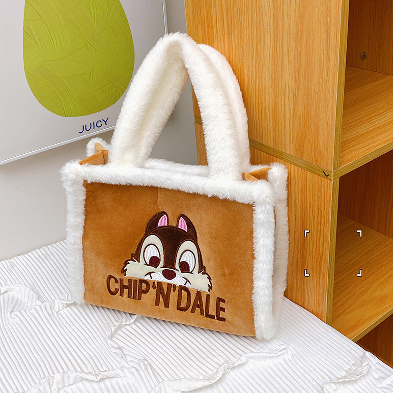 Children's Cute Cartoon Chipmunk Plush Chip Dale Furry Children's Shoulder Bags