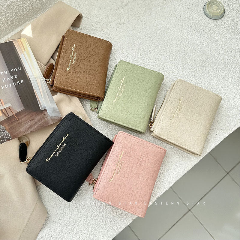 Green Female Korean Retro Folding Mori Ladies Wallets