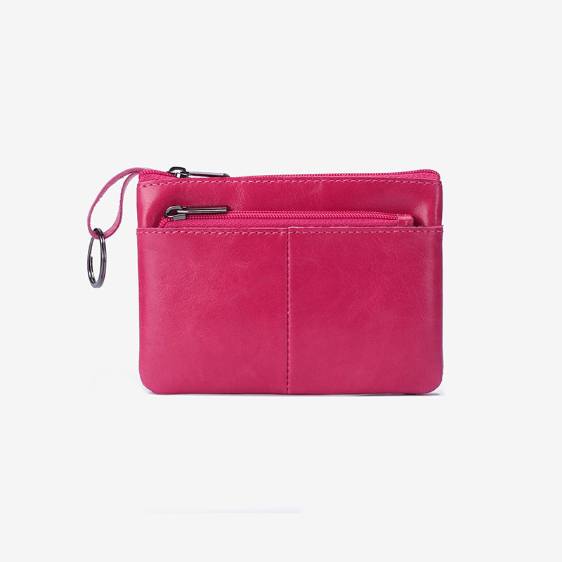 Femmes et hommes et à la mode en cuir véritable simplicité fermeture éclair pochette rétro porte-monnaie