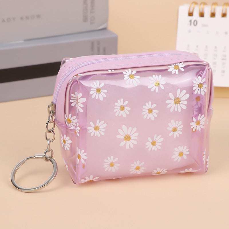 Korean Style Cute Daisy Heart Transparent Purses