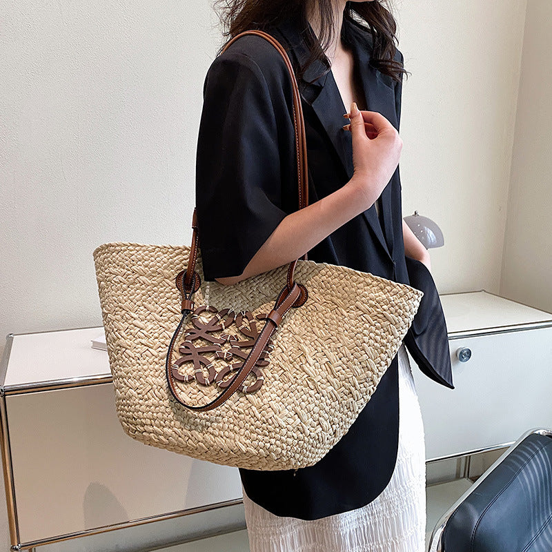 Women's Woven Summer Large Capacity Tote Seaside Shoulder Bags