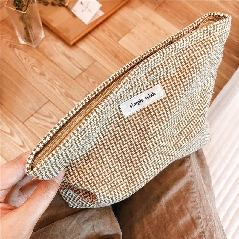 Storage Khaki Simple Graceful Clutch Large Cosmetic Bags