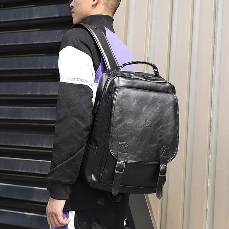 Men's Thickened Fabric Charging Large Capacity Retro Backpacks