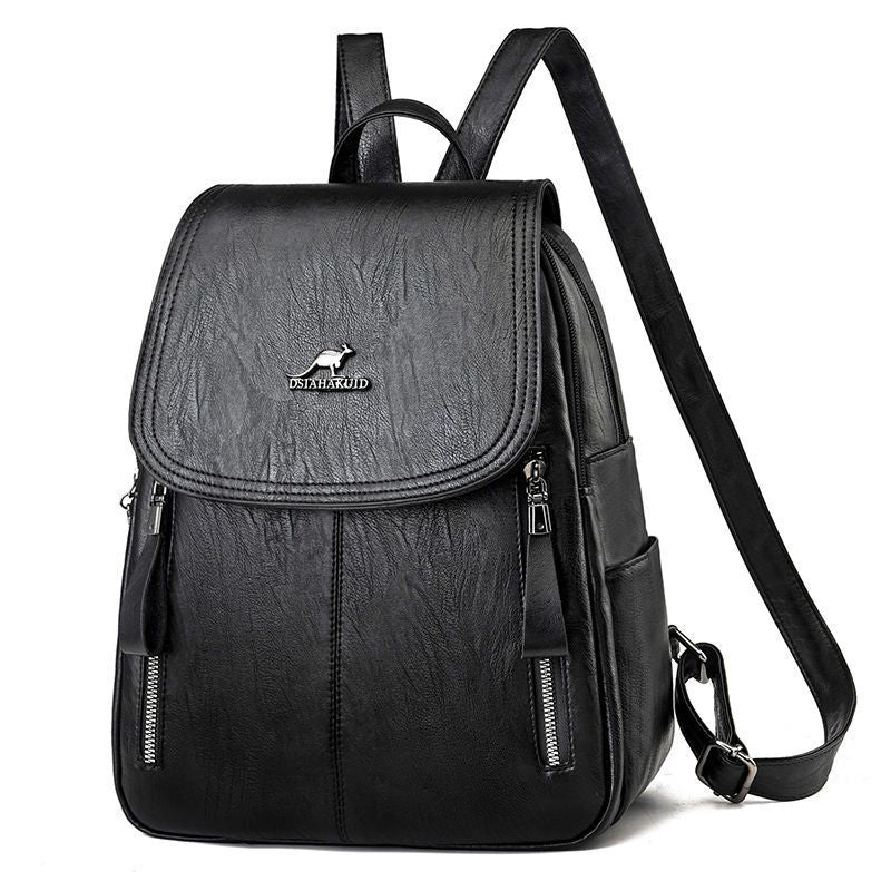 Women's Korean Style Versatile Fashion Cattlehide Large Backpacks