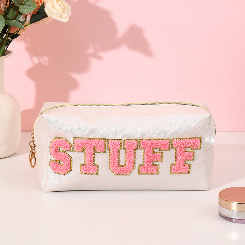 Women's Towel Embroidery Lettered Make-up High-grade Wash Cosmetic Bags