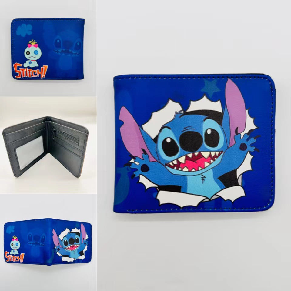 Cute Cartoon Stitch Short Anime Blue Long Coin Purses