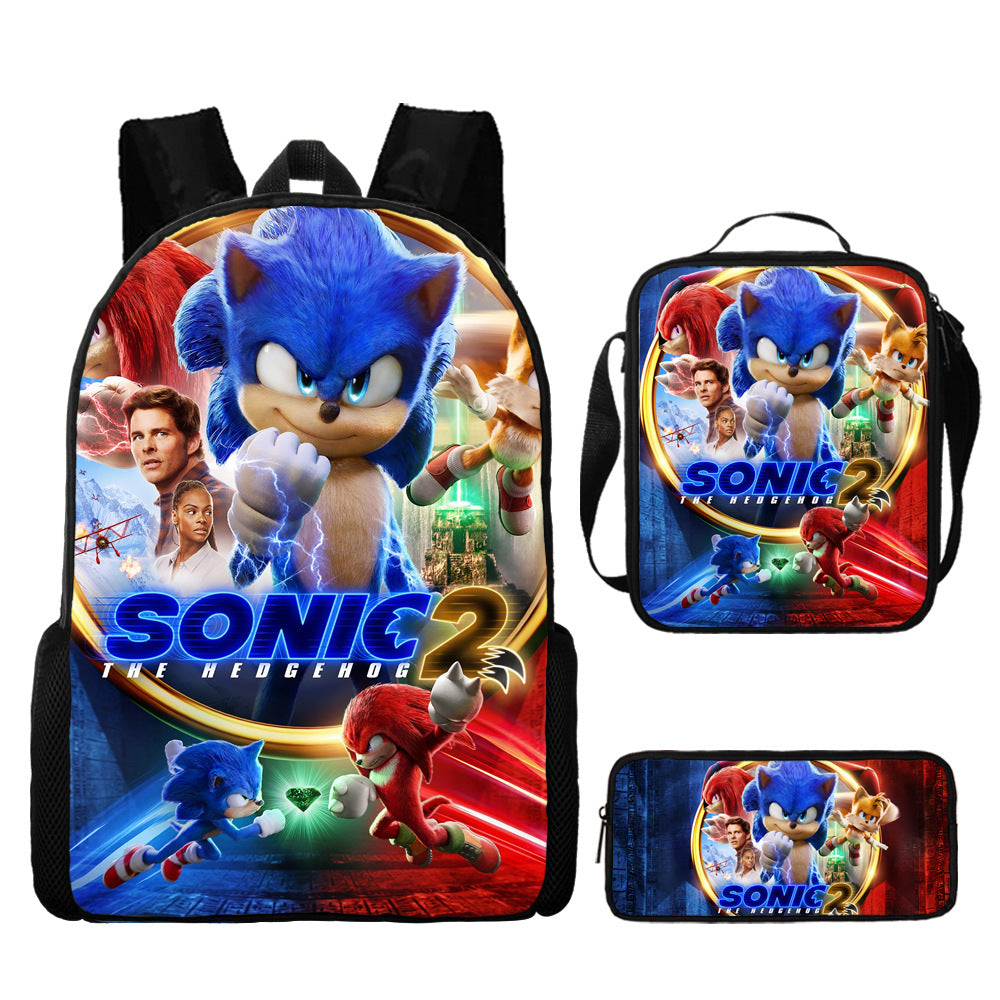 Sonic Primary Three-piece Set Cartoon Animation Bags