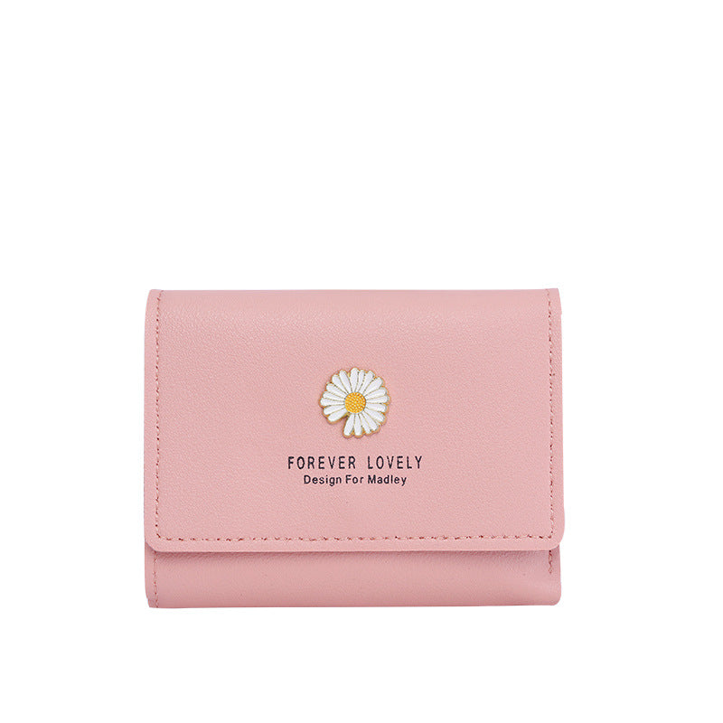 Women's Korean Daisy Short Three-fold Handmade Ladies Wallets