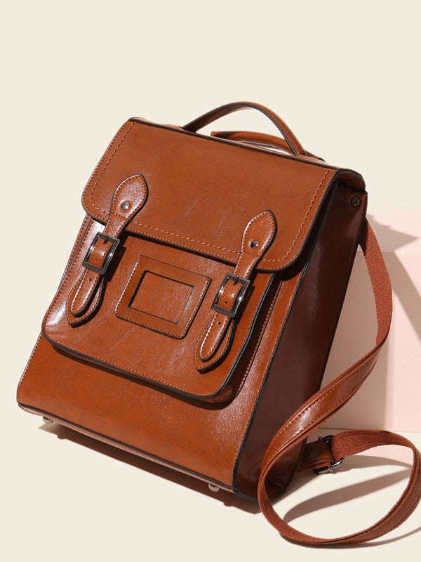 Women's Leather Oil Wax Retro Easy Matching Backpacks