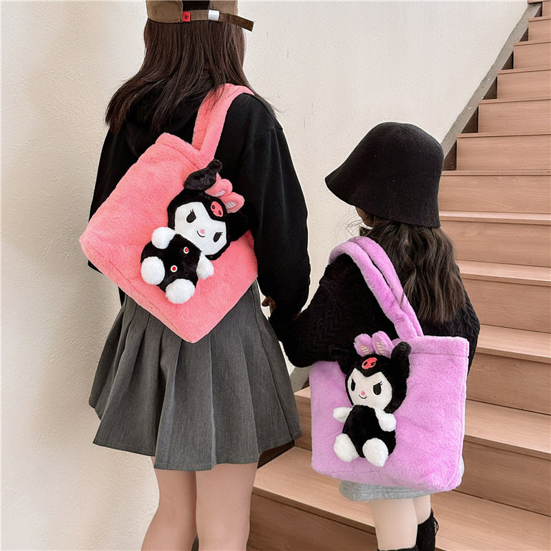 Winter Plush Cartoon Clow Hand Gift Handbags