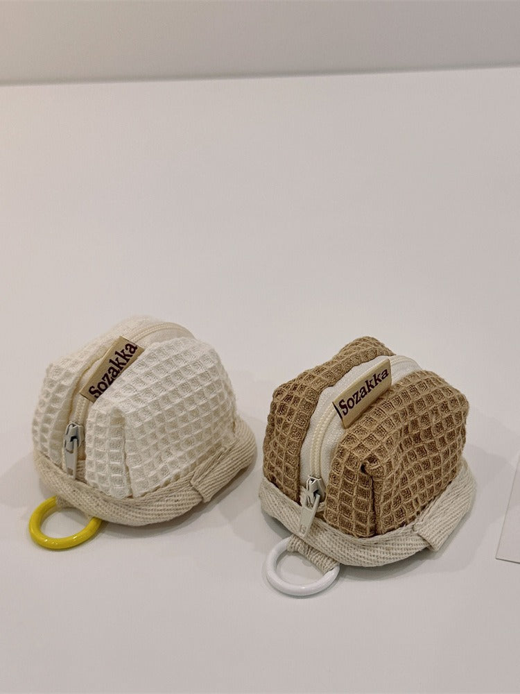 Lovely Soft Cute Wafer Grid Earphone Storage Applicable Cosmetic Bags