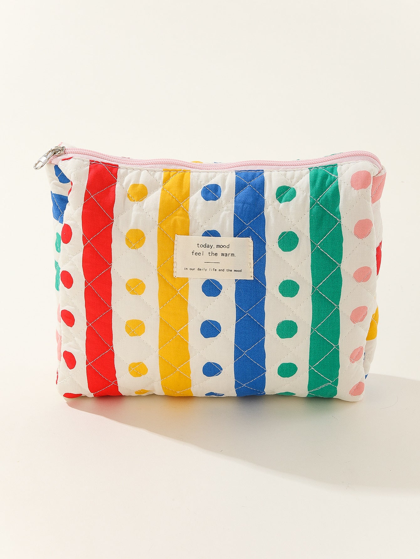 Large Capacity Liner Striped Polka Dot Storage Carrying Quilted Cosmetic Bags