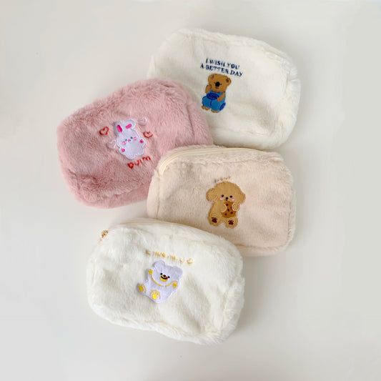 Sacs à cosmétiques de lavage de stockage portatifs d'ours mignon en peluche